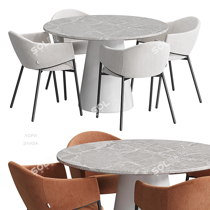 Modern Scandinavian Dining Set 3D model image 1