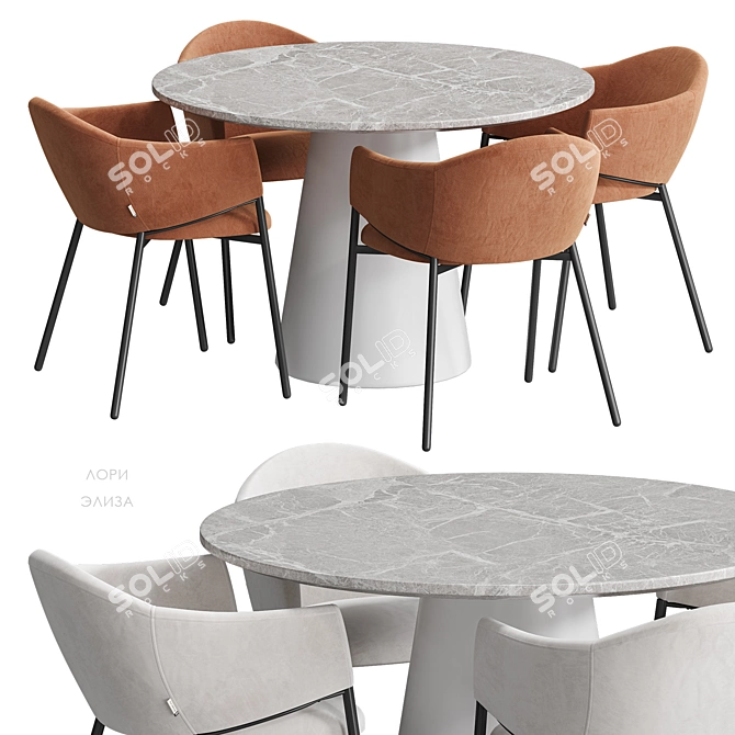 Modern Scandinavian Dining Set 3D model image 4