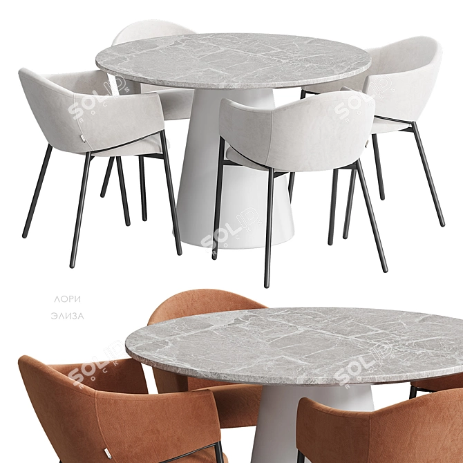 Modern Scandinavian Dining Set 3D model image 7