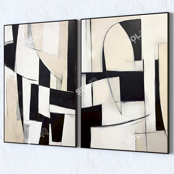 Wall Paintings Set 4 Frames 3D model image 4