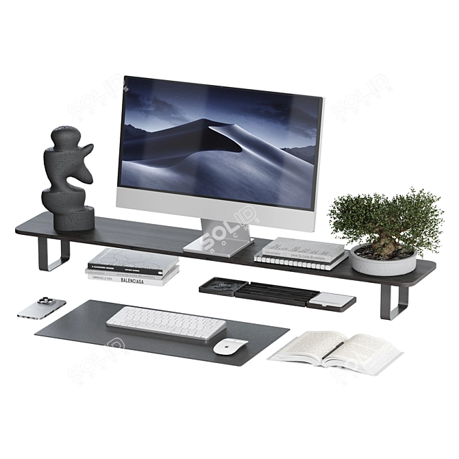 Apple-themed Desk Decor Set 3D model image 1