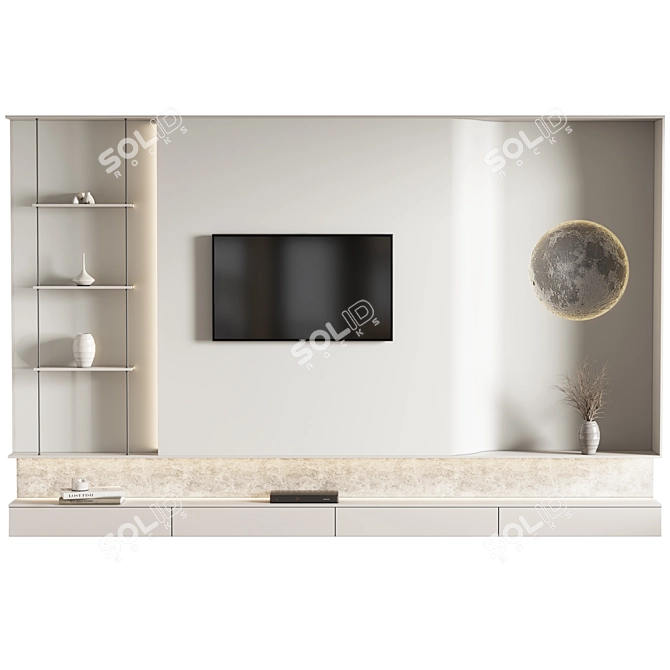 Modern TV Wall Unit Stand 3D model image 1