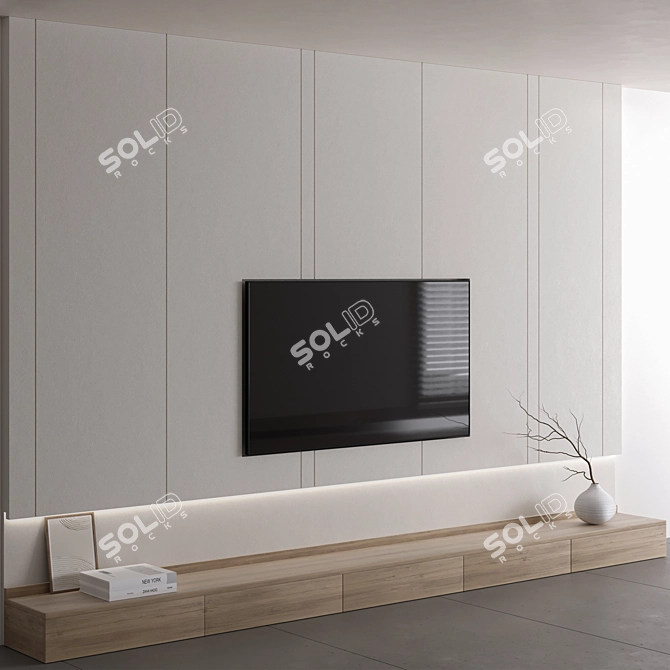 Modern TV Wall with Decor 3D model image 1