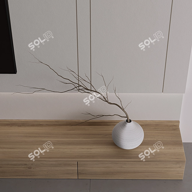 Modern TV Wall with Decor 3D model image 3