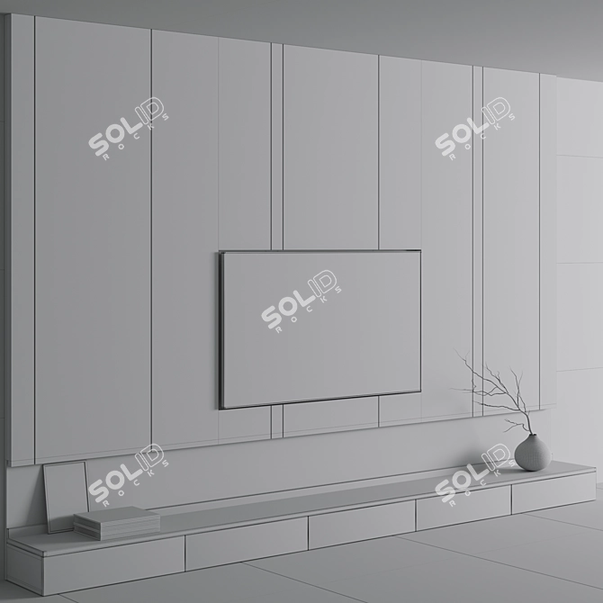 Modern TV Wall with Decor 3D model image 6