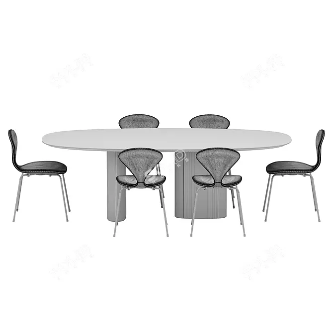 Elegant Statuario Dining Set 3D model image 5