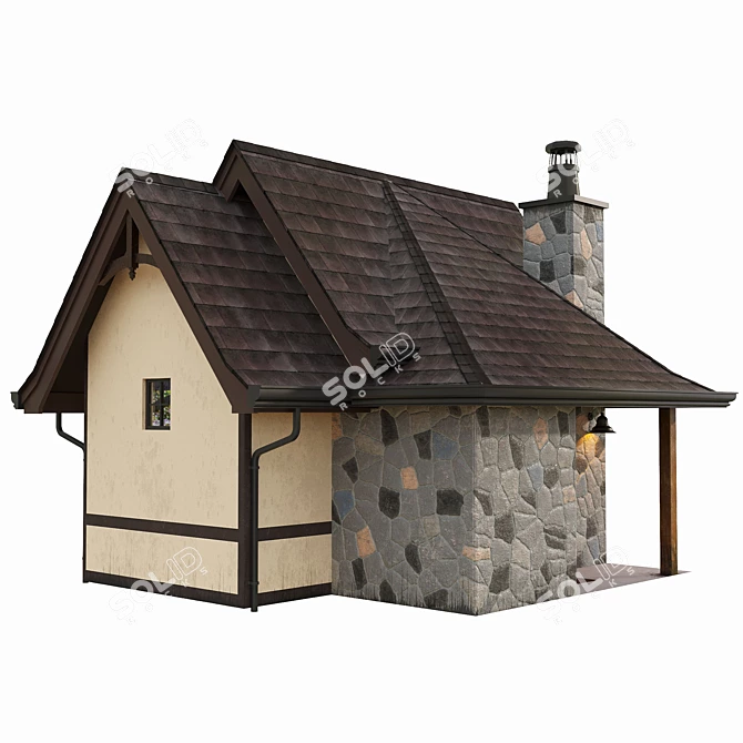 Stylish Low Poly Classic House 3D model image 3