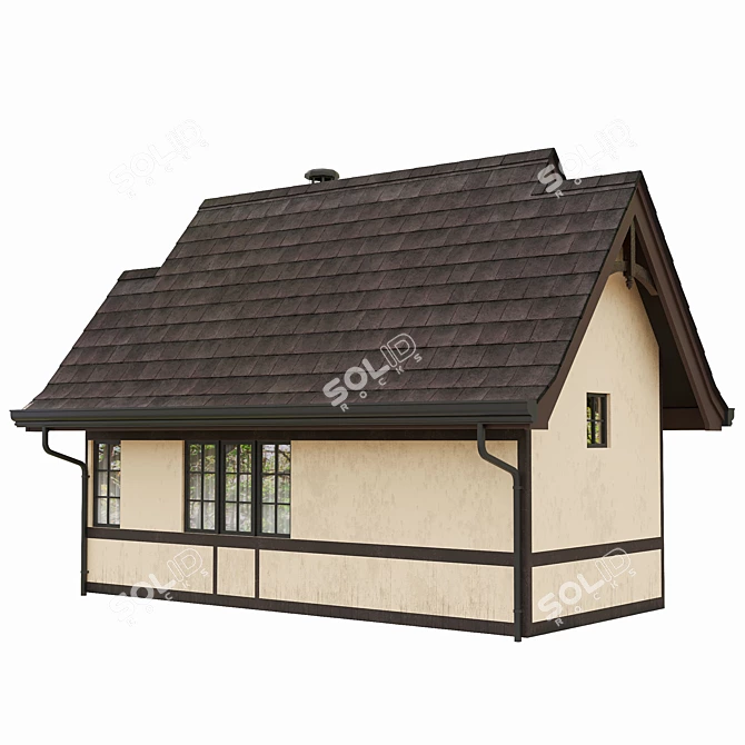 Stylish Low Poly Classic House 3D model image 4