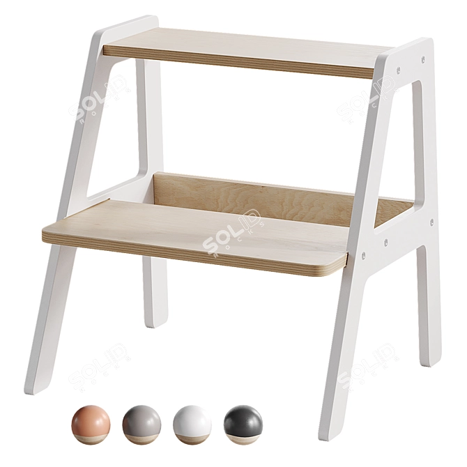 Montessori Home Step Stool- Ladder 3D model image 4