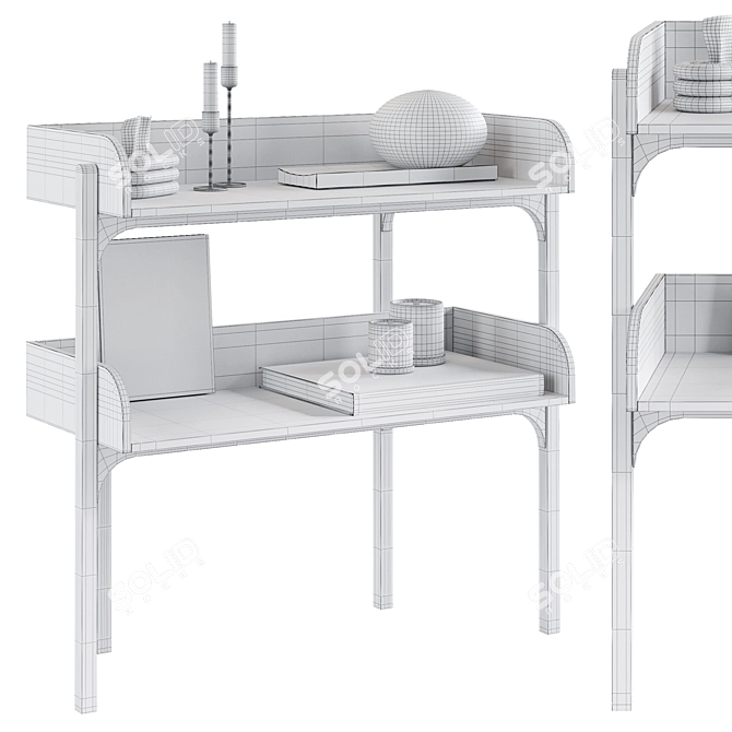 Elegant Oak Utility Shelf 3D model image 5
