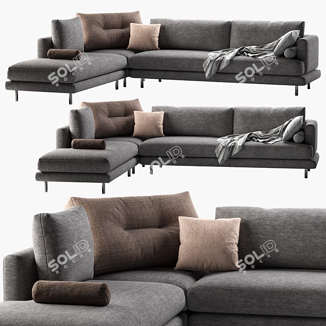 Sleek Mercury Sofa Set 3D model image 1