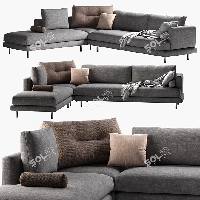 Sleek Mercury Sofa Set 3D model image 2