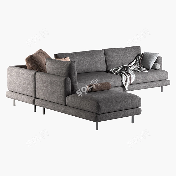 Sleek Mercury Sofa Set 3D model image 5