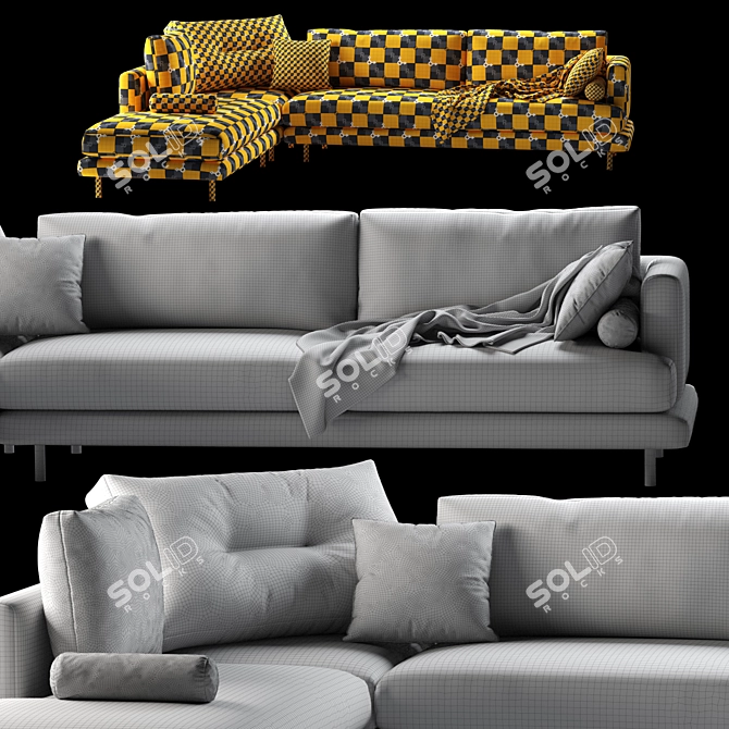 Sleek Mercury Sofa Set 3D model image 6