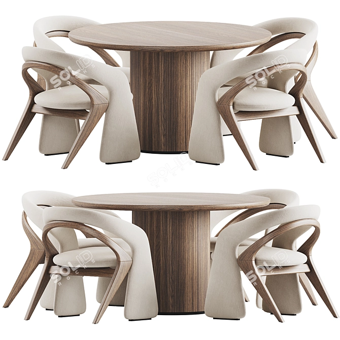 Modern Dining Set with Olga Chair 3D model image 1