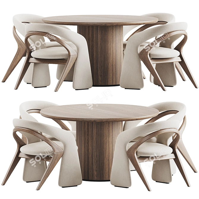 Modern Dining Set with Olga Chair 3D model image 2