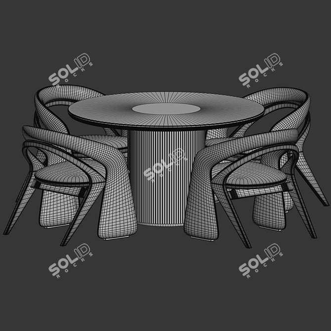 Modern Dining Set with Olga Chair 3D model image 3