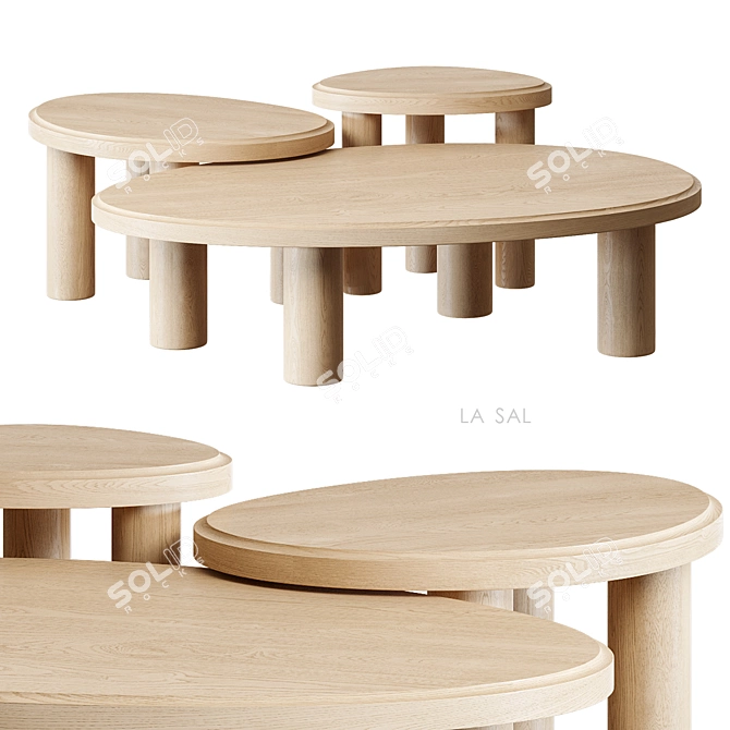La Sal Natural Oak Accent Table 3D model image 1