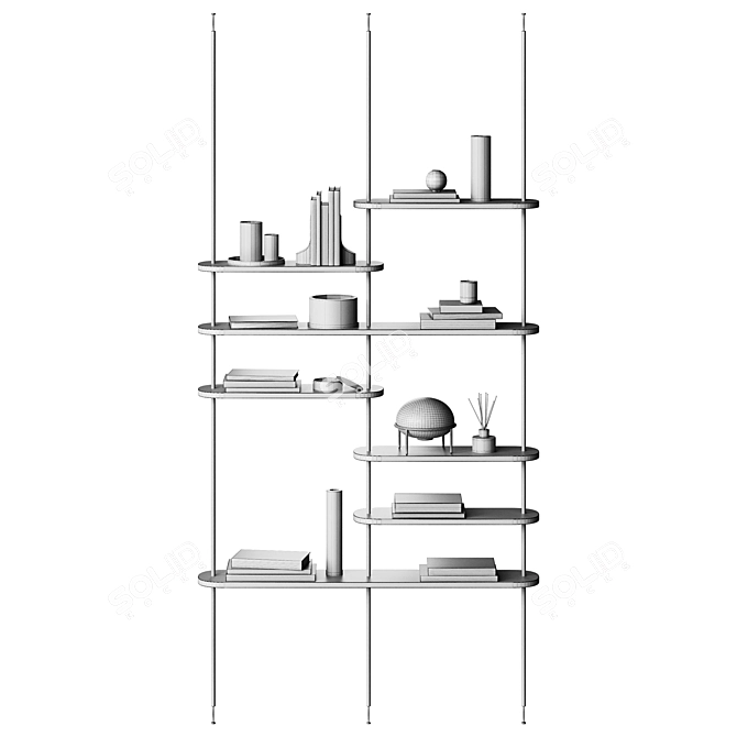 Modern Wood Shelving Unit 3D model image 4