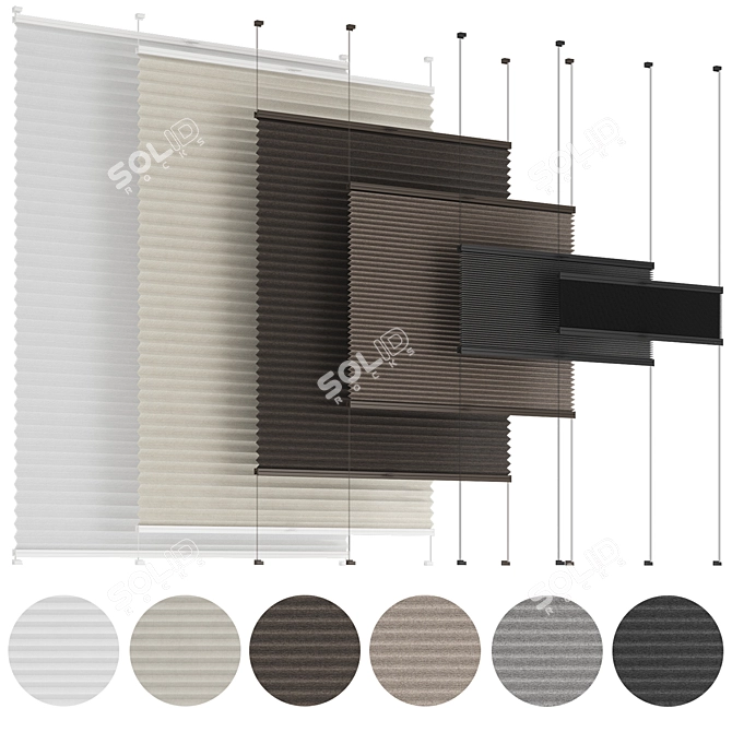 Animated Pleated Curtains: Customizable Coverage 3D model image 1