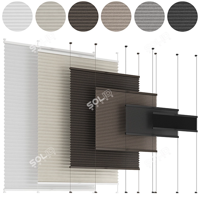 Animated Pleated Curtains: Customizable Coverage 3D model image 6