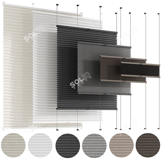 Animated Pleated Curtains: Customizable Coverage 3D model image 14