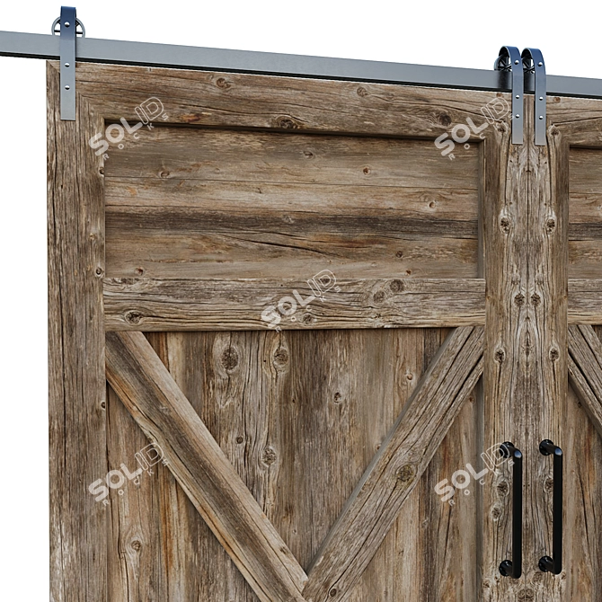  Corrugated Metal and Wood Barn Door 3D model image 3