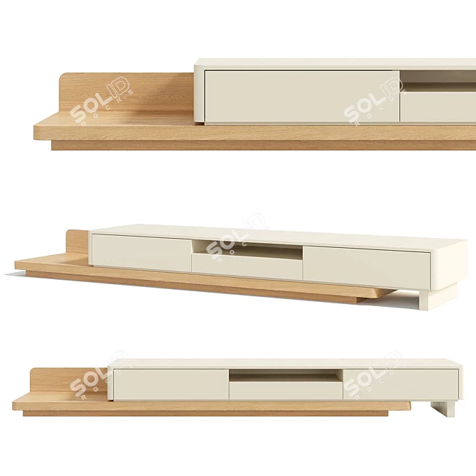 Sleek Japandi TV Stand 3D model image 1