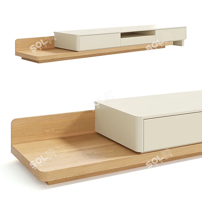 Sleek Japandi TV Stand 3D model image 2