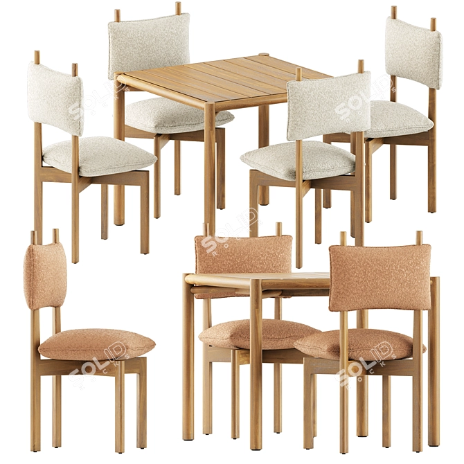 Modern Dining Set: Paf Paf Chair & Kilt Square Table 3D model image 1