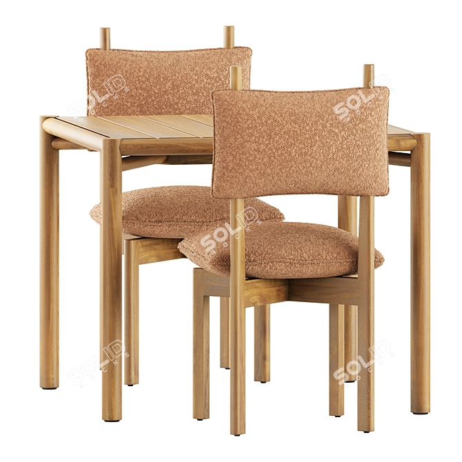 Modern Dining Set: Paf Paf Chair & Kilt Square Table 3D model image 3