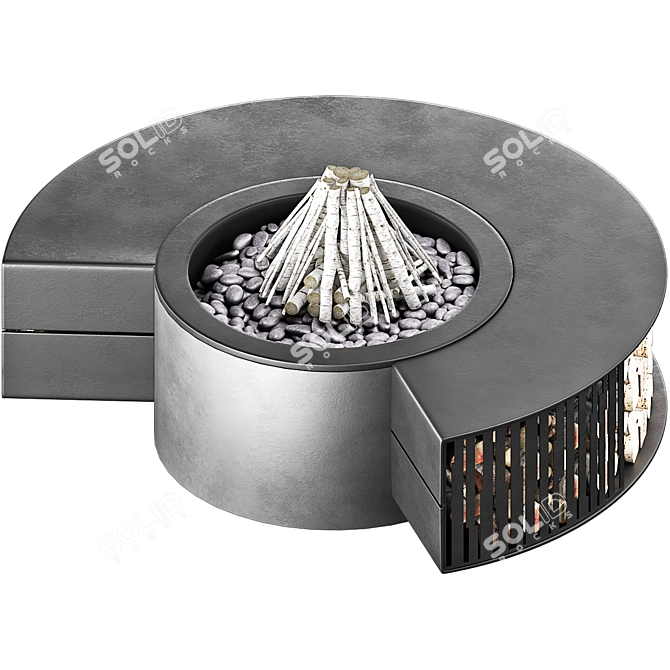 Round Fire Pit with Table 3D model image 3