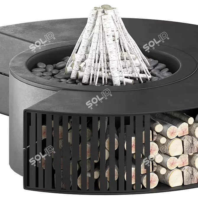 Round Fire Pit with Table 3D model image 5