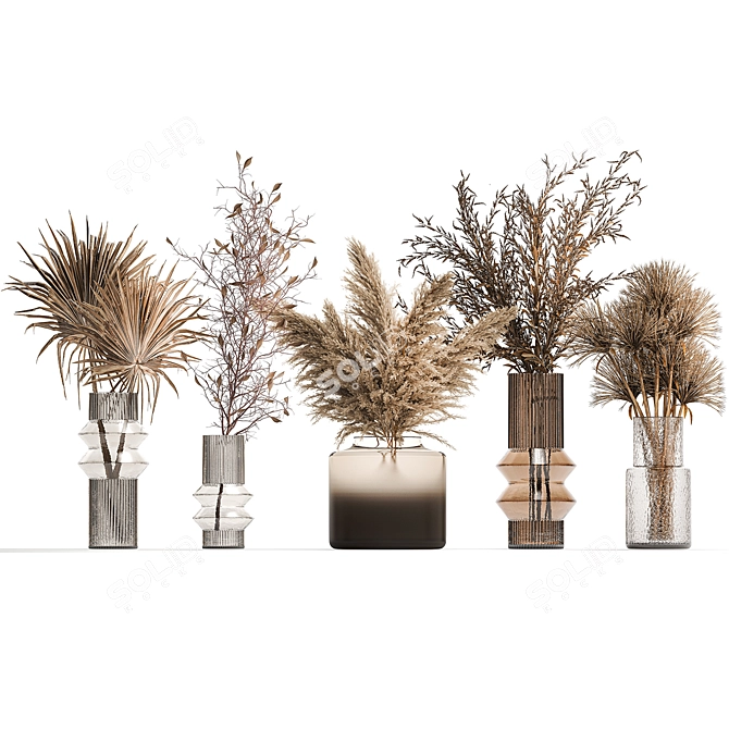 Modern Dried Flower Collection 3D model image 2