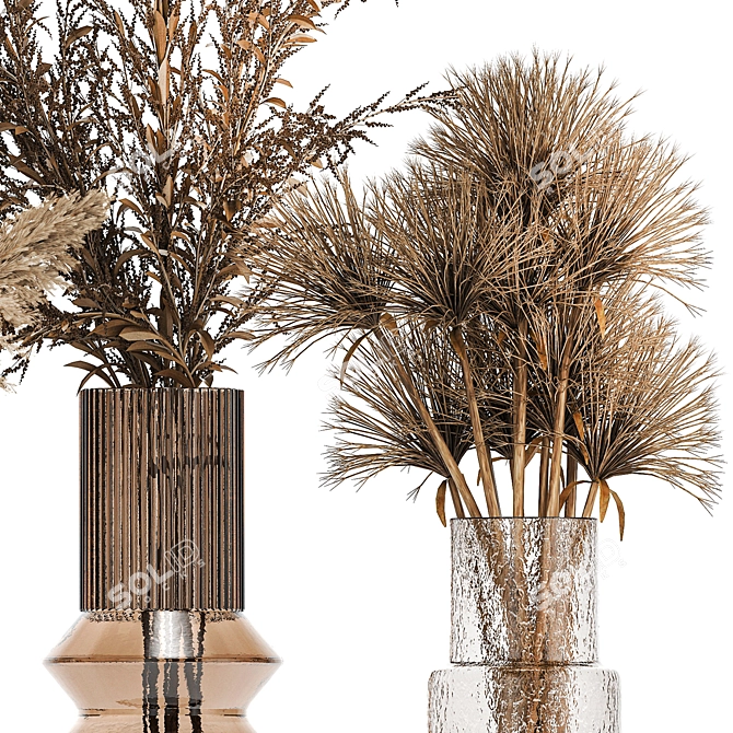 Modern Dried Flower Collection 3D model image 4