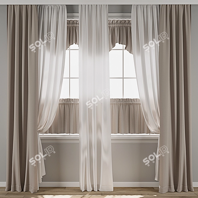  Vintage Curtain 3D Model 3D model image 1