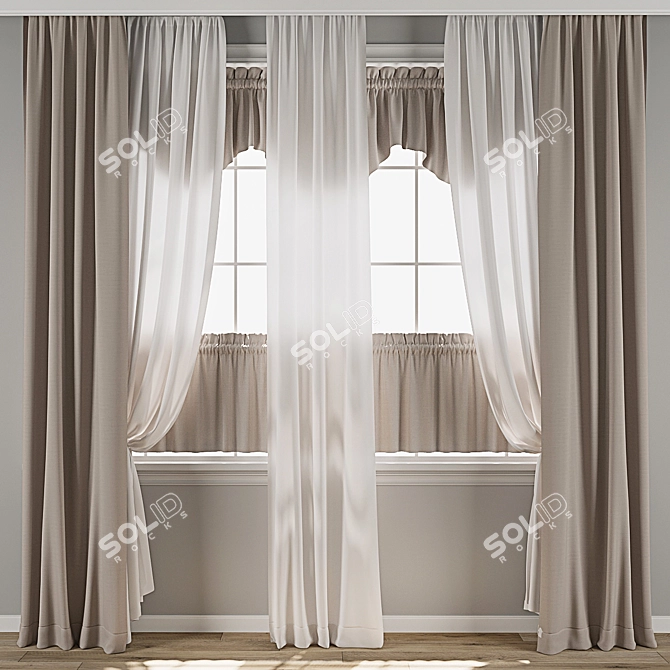  Vintage Curtain 3D Model 3D model image 4