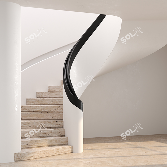 Neoclassical Stone Spiral Staircase 3D model image 1