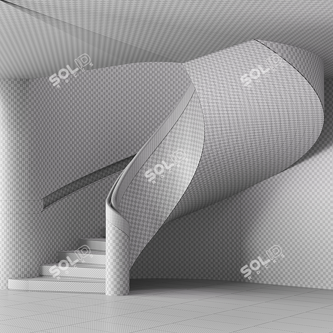 Neoclassical Stone Spiral Staircase 3D model image 4