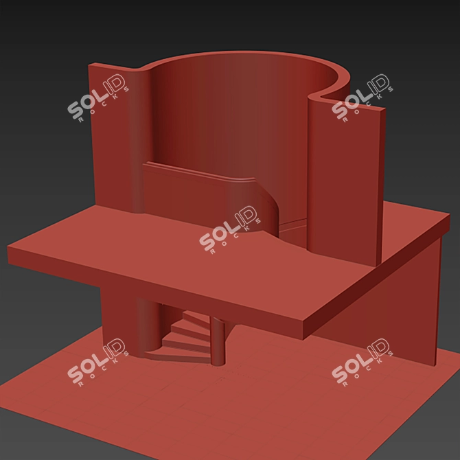 Neoclassical Stone Spiral Staircase 3D model image 5