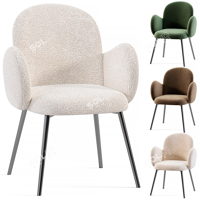 Modern Boucle Wave Chair in White 3D model image 2