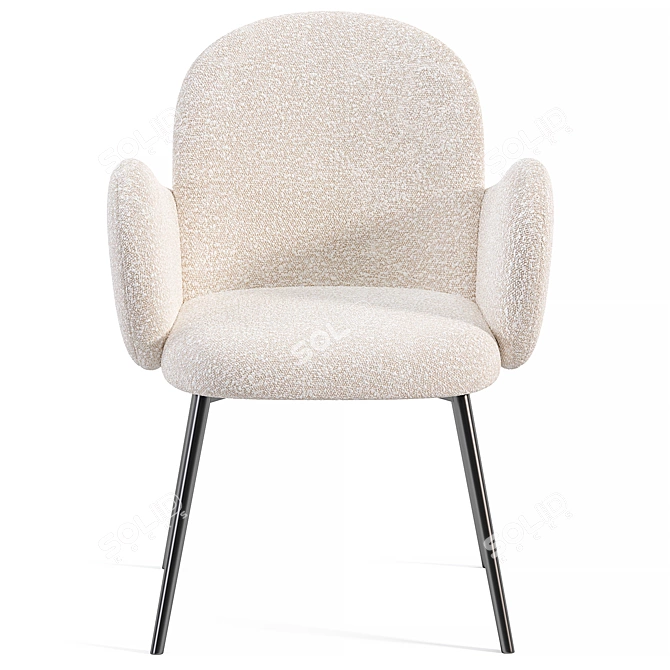 Modern Boucle Wave Chair in White 3D model image 6