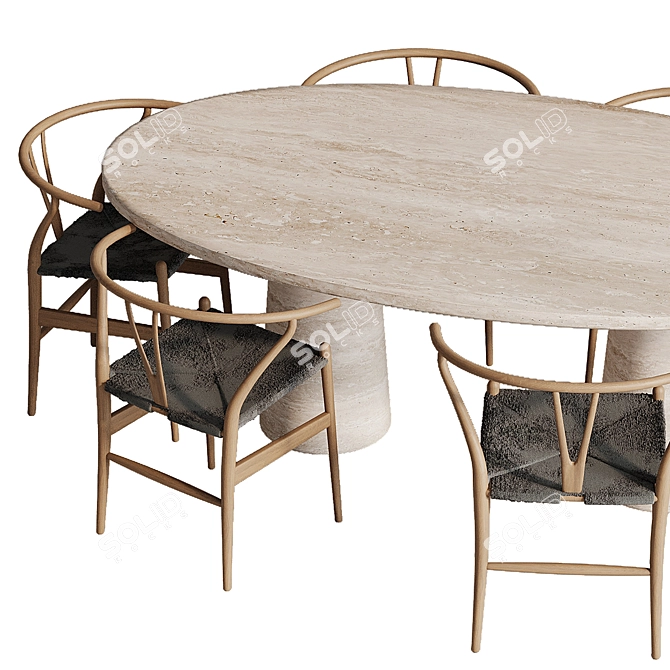 Iconic Wegner Wishbone Chair 3D model image 3