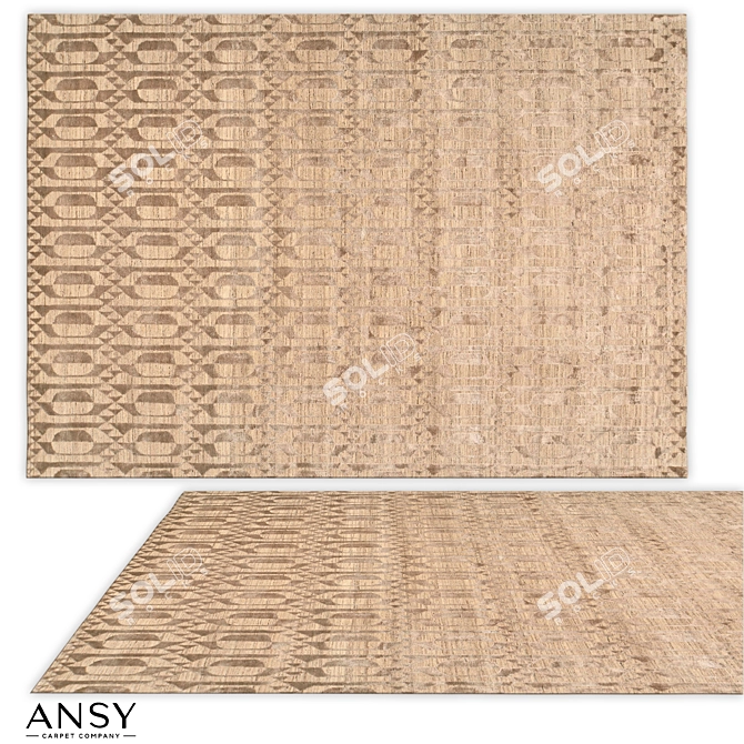 Handmade ANSY Wool Silk Rug 3D model image 1