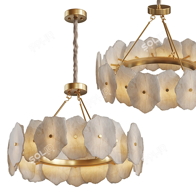 Elegant Marble LED Chandelier 60cm 3D model image 2