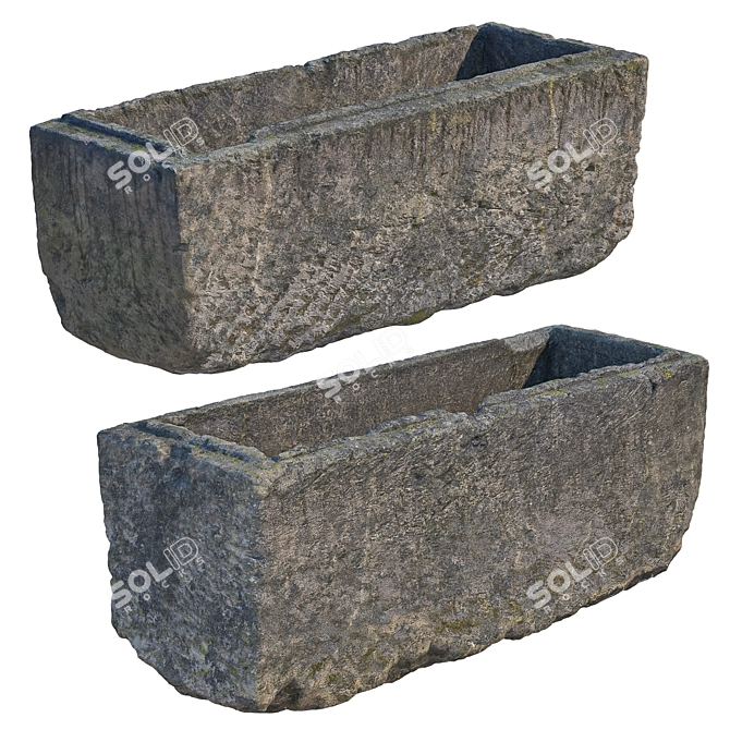 Ancient Stone Sarcophagus Replica 3D model image 1