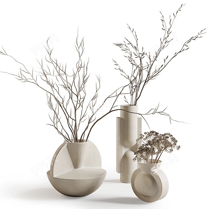 Light + Ladder Vases with Branches 3D model image 2