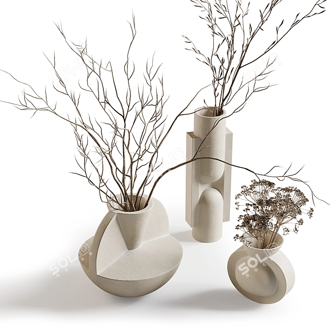 Light + Ladder Vases with Branches 3D model image 4