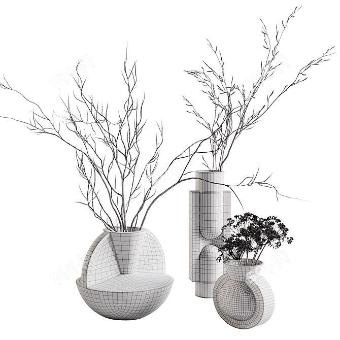 Light + Ladder Vases with Branches 3D model image 5