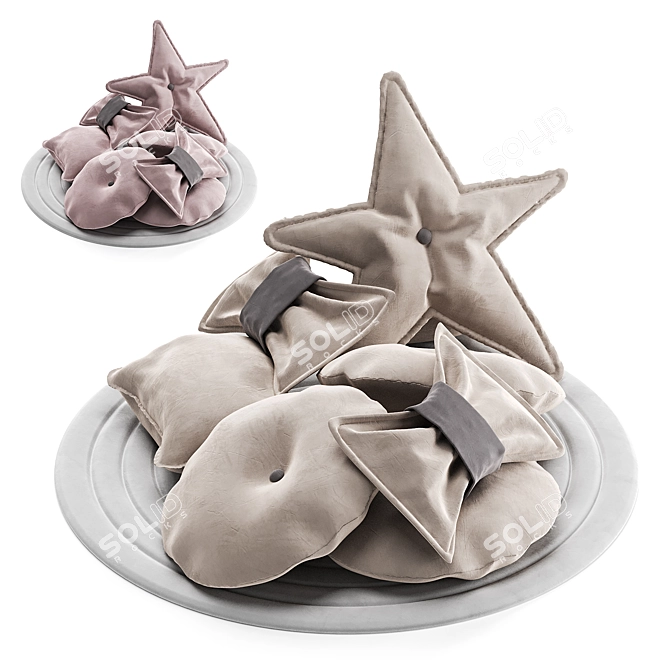 Decorative Cushion Set with Bows 3D model image 1